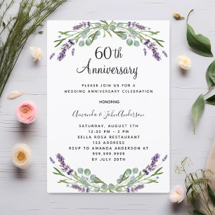 Lavendel paarse bloemen 60ste huwelijksverjaardag kaart