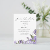 Lavendel paarse bloemen bewaar de datum briefkaart (Staand voorkant)