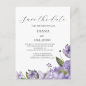 Lavendel paarse bloemen bewaar de datum briefkaart (Voorkant)