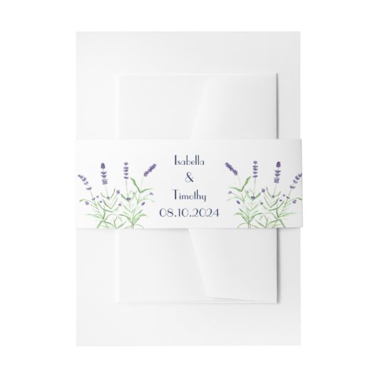 Lavendel Paarse Bloemen Bloemen Bloemen Elegante B Uitnodigingen Wikkel (Voorkant Voorbeeld)