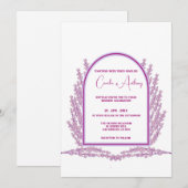 Lavendel Paarse Bloemen Boho Bruiloft Kaart (Voorkant / Achterkant)