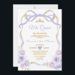 Lavendel Paarse Bloemen Boog Ribbon Gold Mis Quinc Kaart<br><div class="desc">EDITABLE Lavendel Paarse Bloemen Boog Ribbon Gold Crown Mis Quince Invitation Elegant Quinceañera Lavendel Paarse Bloemen Prinses Verjaardag Invitation Gold Crown Mis Quince 15 Anos,  16e Verjaardag Party</div>