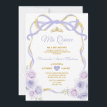 Lavendel Paarse Bloemen Boog Ribbon Gold Mis Quinc Kaart<br><div class="desc">EDITABLE Lavendel Paarse Bloemen Boog Ribbon Gold Crown Mis Quince Invitation Elegant Quinceañera Lavendel Paarse Bloemen Prinses Verjaardag Invitation Gold Crown Mis Quince 15 Anos,  16e Verjaardag Party</div>