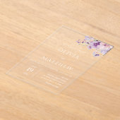 Lavendel Paarse Bloemen bruiloft acryl uitnodiging (Laagn)