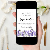 Lavendel paarse bloemen bruiloft save the date