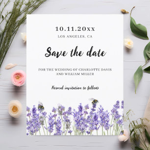 Lavendel paarse bloemen bruiloft save the date flyer