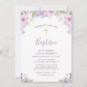 Lavendel paarse bloemen doop kaart (Voorkant)