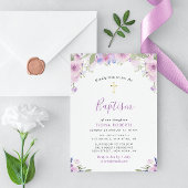 Lavendel paarse bloemen doop kaart