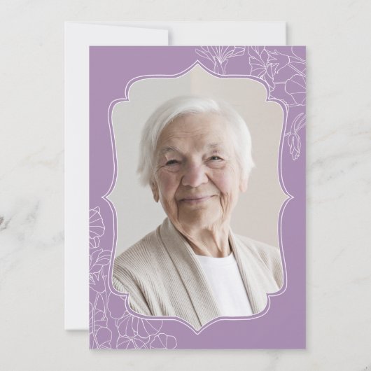 Lavendel Paarse Bloemen Foto 90ste Verjaardagsfees Kaart (Achterkant)