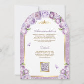 Lavendel Paarse Bloemen Gouden Boog Moslim Huwelij Kaart (Achterkant)