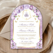 Lavendel Paarse Bloemen Gouden Boog Moslim Huwelij Kaart