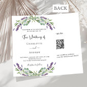 Lavendel paarse bloemen groen QR RSVP bruiloft Kaart