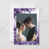 Lavendel & Paarse Bloemen Huwelijk met Paris Eiffe Bedankkaart (Voorkant)