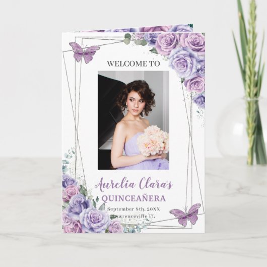 Lavendel Paarse Bloemen Quinceanera Evenementen Pa Programma (Voorkant)