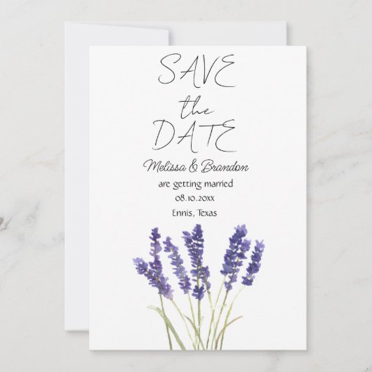 Lavendel Paarse Bloemen Rustieke Bruiloft Kaart (Voorkant)