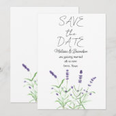 Lavendel Paarse Bloemen Rustieke Bruiloft Kaart (Voorkant / Achterkant)