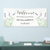 Lavendel Paarse Bloemen Rustieke Elegante Bruiloft Spandoek (Beurs)