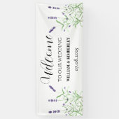 Lavendel Paarse Bloemen Rustieke Elegante Bruiloft Spandoek (Verticaal)