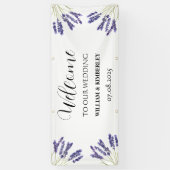 Lavendel Paarse Bloemen Rustieke Elegante Bruiloft Spandoek (Verticaal)