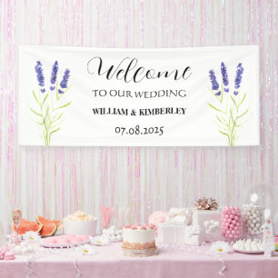 Lavendel Paarse Bloemen Rustieke Elegante Bruiloft Spandoek