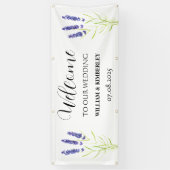 Lavendel Paarse Bloemen Rustieke Elegante Bruiloft Spandoek (Verticaal)