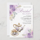 Lavendel Paarse Bloemen Tea Party Vrijgezellenfees Kaart (Voorkant)