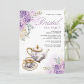 Lavendel Paarse Bloemen Tea Party Vrijgezellenfees Kaart (Staand voorkant)