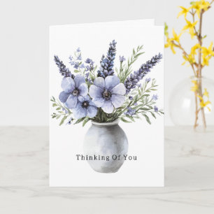 Lavendel Paarse Bloemen Vaas Denkend Aan Jou Kaart