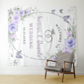 Lavendel Paarse Bloemen Vlinders Bruidsbruiloft Wandkleed (In Situ (horizontaal))