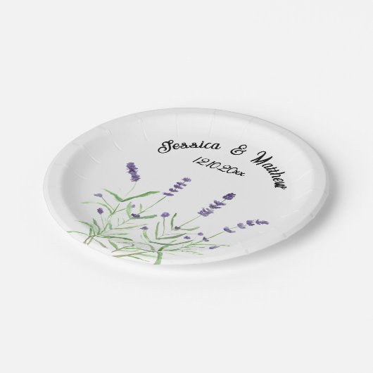 Lavendel Paarse bloemenboho Waterverf Bruiloften Papieren Bordje (Gekanteld)