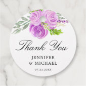 Lavendel Paarse bloemenbruiloft dank u Labels (Achterkant)