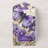 Lavendel Paarse bloemenelegante bruiloft All In One Uitnodiging (Buitenkant)