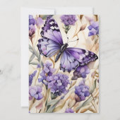 Lavendel Paarse bloemenelegante bruiloft Save The Date (Achterkant)