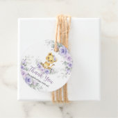 Lavendel Paarse bloemenleeuwenwelp Baby shower Bedankjes Labels (In situ)