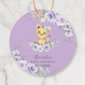 Lavendel Paarse bloemenleeuwenwelp Baby shower Bedankjes Labels (Achterkant)