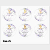 Lavendel Paarse bloemenleeuwenwelp Baby shower Ronde Sticker (Vel)