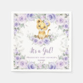 Lavendel Paarse bloemenleeuwenwelp Baby shower Servet (Voorkant)