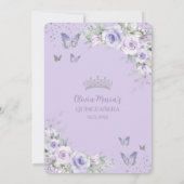 Lavendel Paarse Bloemenvlinders Quinceañera Kaart (Achterkant)