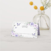 Lavendel Paarse Bloemenvlinders Quinceañera Plaatskaartje (Voorkant)