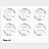 Lavendel Paarse Bloemenvlinders Quinceañera Ronde Sticker (Vel)