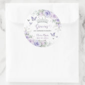 Lavendel Paarse Bloemenvlinders Quinceañera Ronde Sticker (Tas)