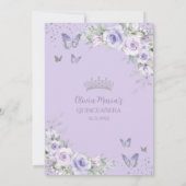 Lavendel Paarse Bloemenvlinders Quinceañera Save The Date (Achterkant)