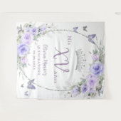 Lavendel Paarse Bloemenvlinders Quinceañera Wandkleed (Voorkant (horizontaal))