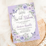 Lavendel Paarse bloemenvlinders zoet zestien Kaart<br><div class="desc">Personaliseer deze zachte lavendel paarse bloemige Sweet 16 verjaardagsuitnodiging eenvoudig en snel. Klik op de knop verder aanpassen om de teksten te bewerken,  lettertypen en lettertypekleuren te wijzigen. Met  pastellavendel,  paarse bloemen,  delicaat groen en paarse en zilveren vlinders. Overeenkomende objecten beschikbaar in de winkel. c) Somerset Fine Paperie</div>