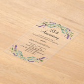 Lavendel paarse bloemetjes 25e trouwdag acryl uitnodigingen (Laagn)