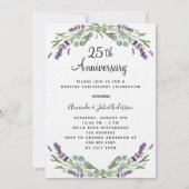 Lavendel paarse bloemetjes 25e trouwdag kaart (Voorkant)