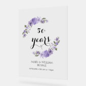 Lavendel paarse bloemetjes 50e trouwdag acryl bord (Hoek)