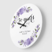 Lavendel paarse bloemetjes 50e trouwdag grote klok (Hoek)