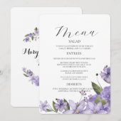 Lavendel paarse bloemetjes 50e trouwdag menu (Voorkant / Achterkant)