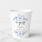 Lavendel paarse bloemetjes 50e trouwdag papieren bekers (Voorkant)